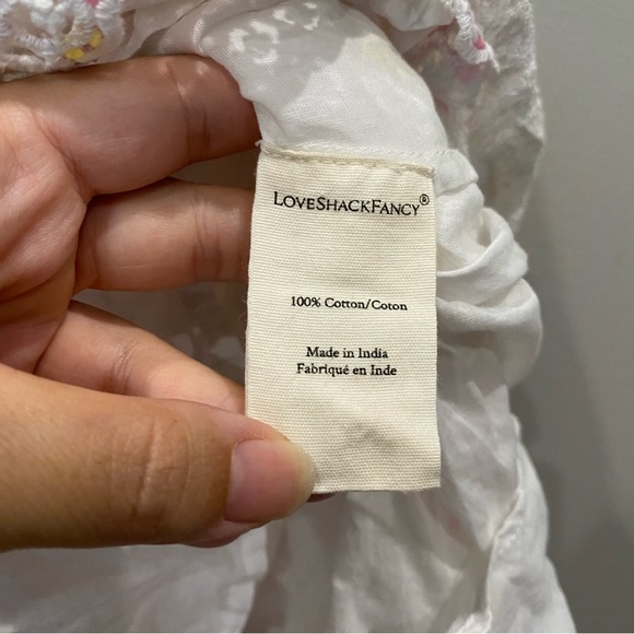 LoveShackFancy Corset Lace Midi Dress Eyelet Pink White Yellow 0 - Picture 9 of 12